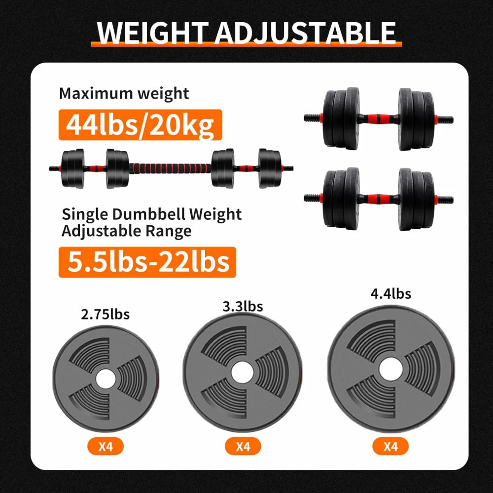 Adjustable Dumbbell Barbell Weight Set