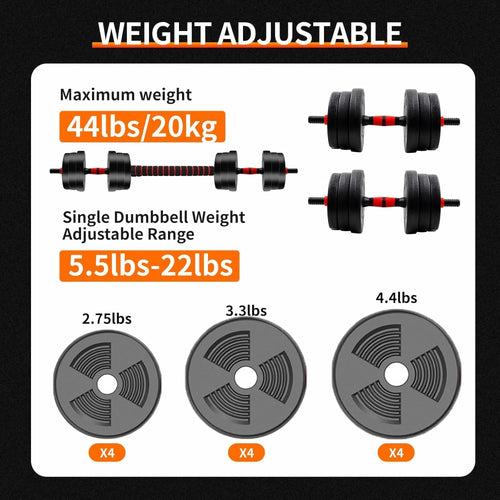 Adjustable Dumbbell Barbell Weight Set