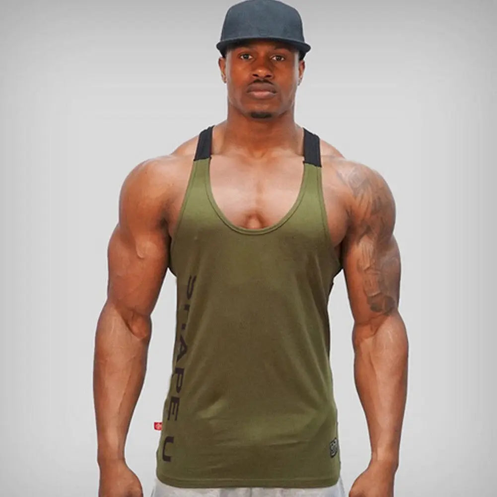 Hot Bodybuilding Fitness Singlets Muscle Vest For Men Tee Basketball Jersey Solid Gym Men Stringer Loose Tank Tops