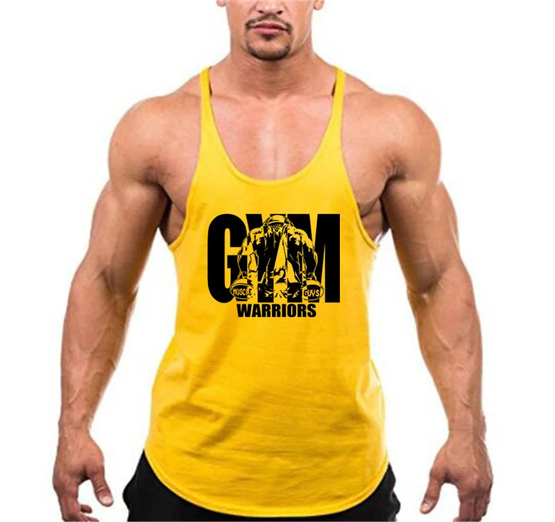 Gym Stringer Tank Top Men Cotton Clothing Bodybuilding Sleeveless Shirt Y Back Fitness Vest Summer Muscle Singlets Workout Tank