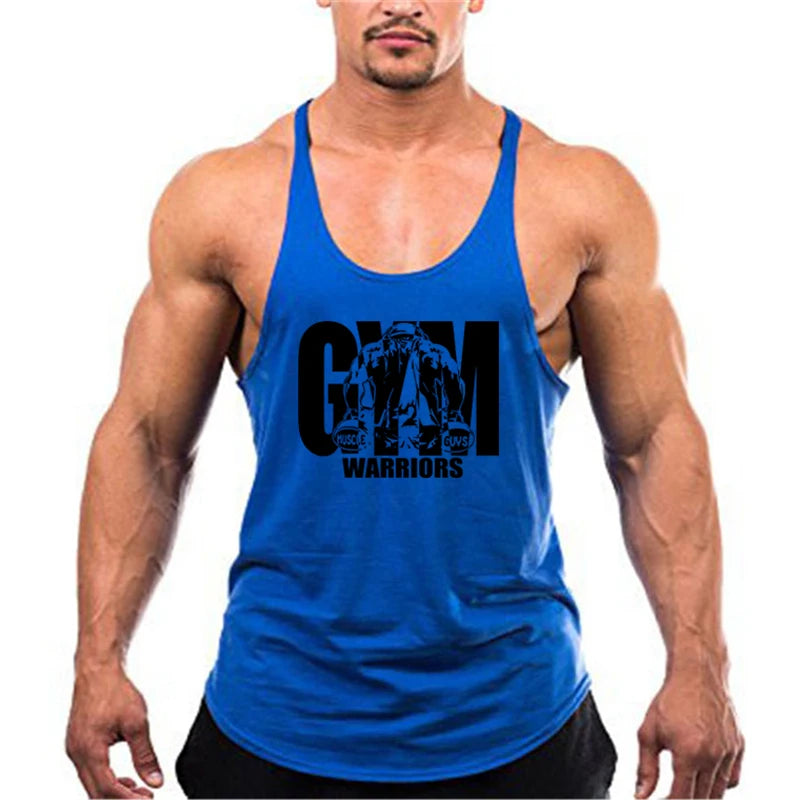 Gym Stringer Tank Top Men Cotton Clothing Bodybuilding Sleeveless Shirt Y Back Fitness Vest Summer Muscle Singlets Workout Tank