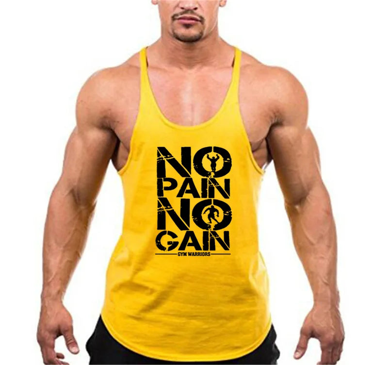 Gym Stringer Tank Top Men Cotton Clothing Bodybuilding Sleeveless Shirt Y Back Fitness Vest Summer Muscle Singlets Workout Tank