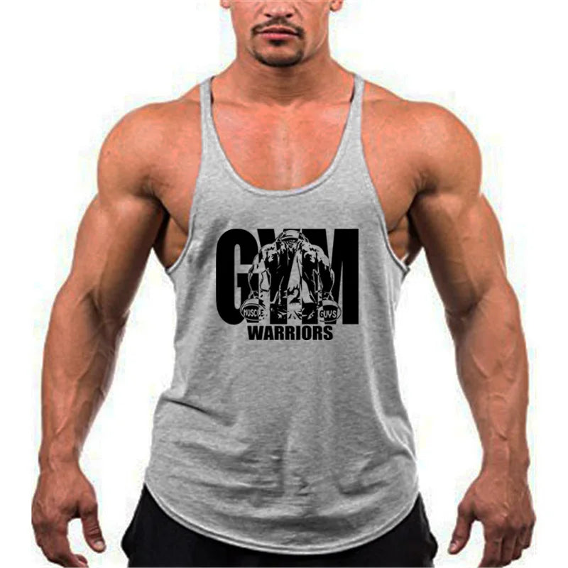 Gym Stringer Tank Top Men Cotton Clothing Bodybuilding Sleeveless Shirt Y Back Fitness Vest Summer Muscle Singlets Workout Tank