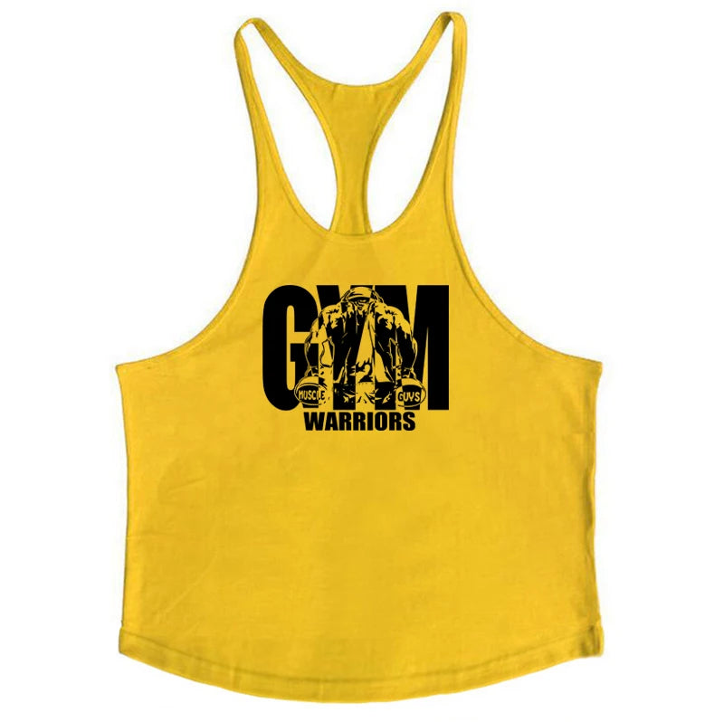 Gym Stringer Tank Top Men Cotton Clothing Bodybuilding Sleeveless Shirt Y Back Fitness Vest Summer Muscle Singlets Workout Tank