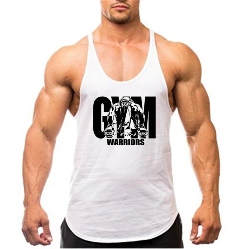 Gym Stringer Tank Top Men Cotton Clothing Bodybuilding Sleeveless Shirt Y Back Fitness Vest Summer Muscle Singlets Workout Tank