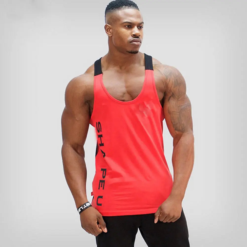 Hot Bodybuilding Fitness Singlets Muscle Vest For Men Tee Basketball Jersey Solid Gym Men Stringer Loose Tank Tops