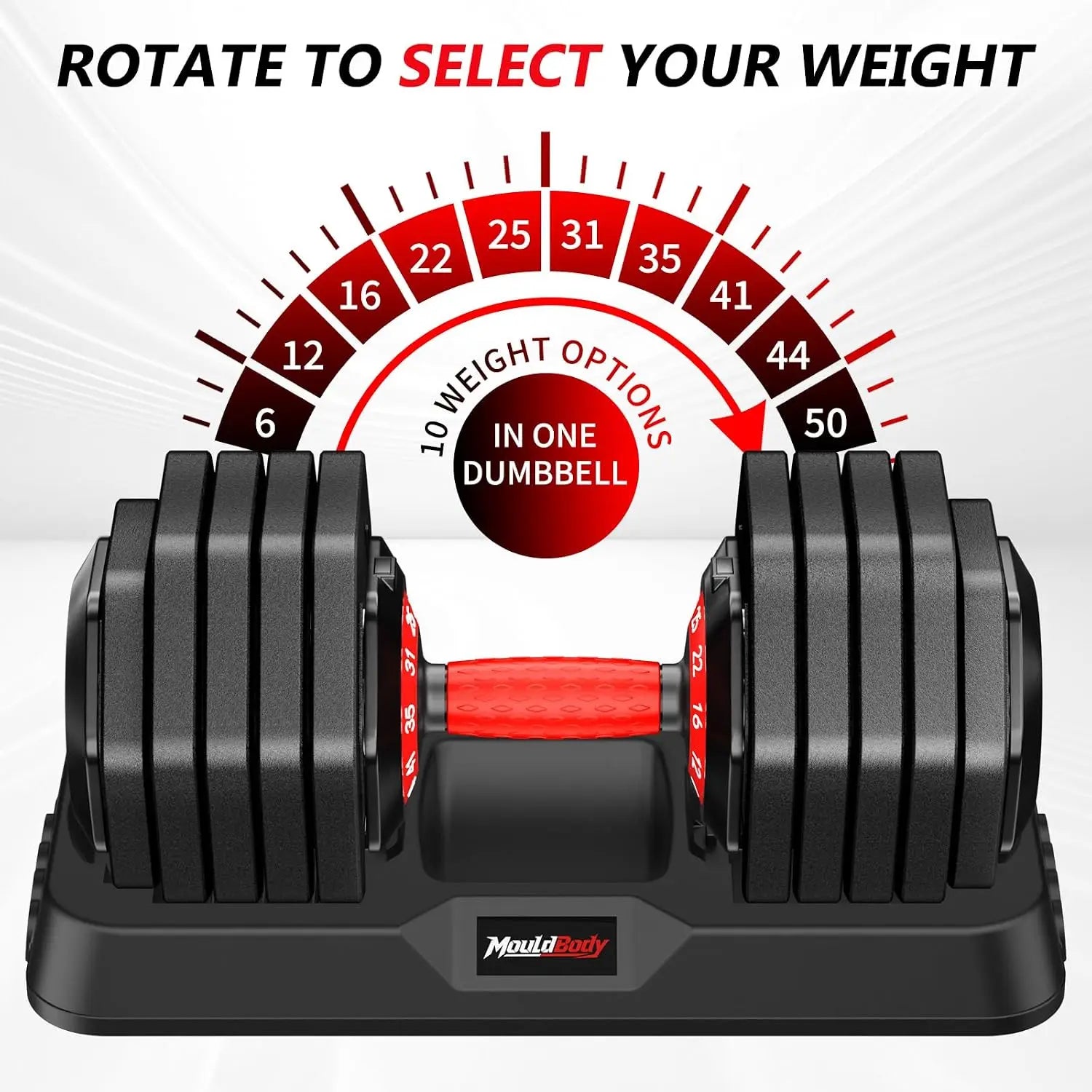 Adjustable Dumbbell Set Pair 25 lb or 50lb,10-in-1 Free Weight | 1-Second Dial Weight Adjustment,Space-Saving Design, Custom