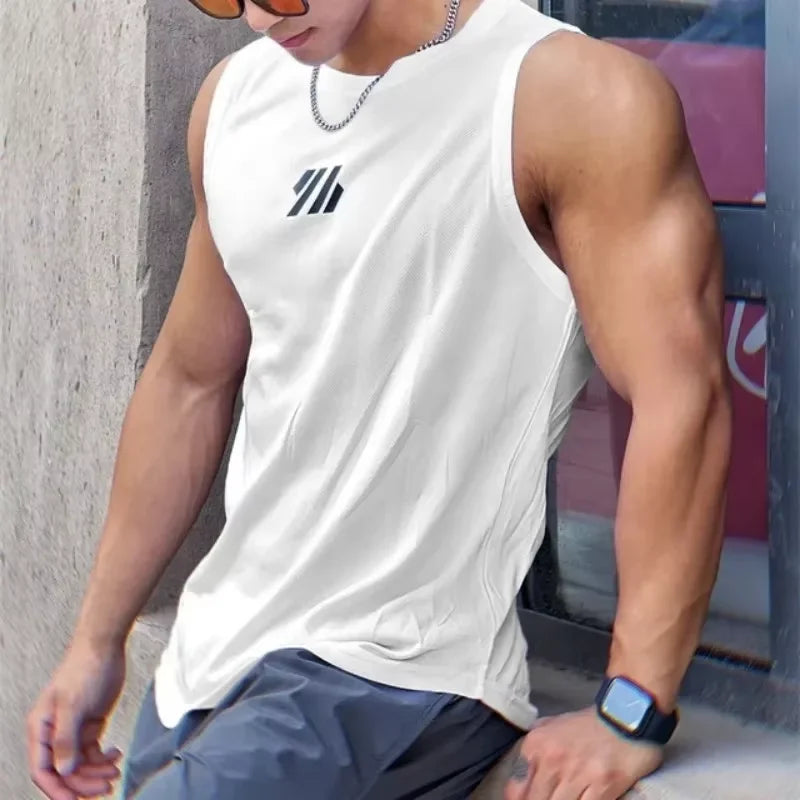 Summer Men's New Bodybuilding Tank Top Gym Workout Fitness Sleeveless Shirt Running Clothing Stringer Singlet Summer Casual Ves