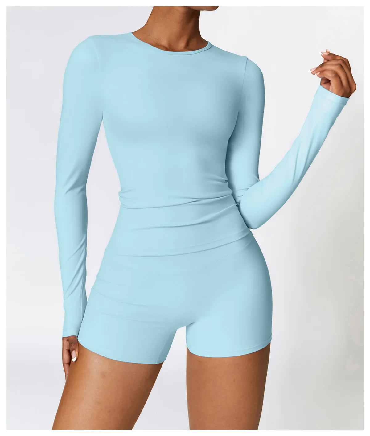 Women Seamless Workout Set 2PCS Yoga Set Fitness Long Sleeve Crop Top High Waist Leggings Sports Suits Gym Workout Clothing
