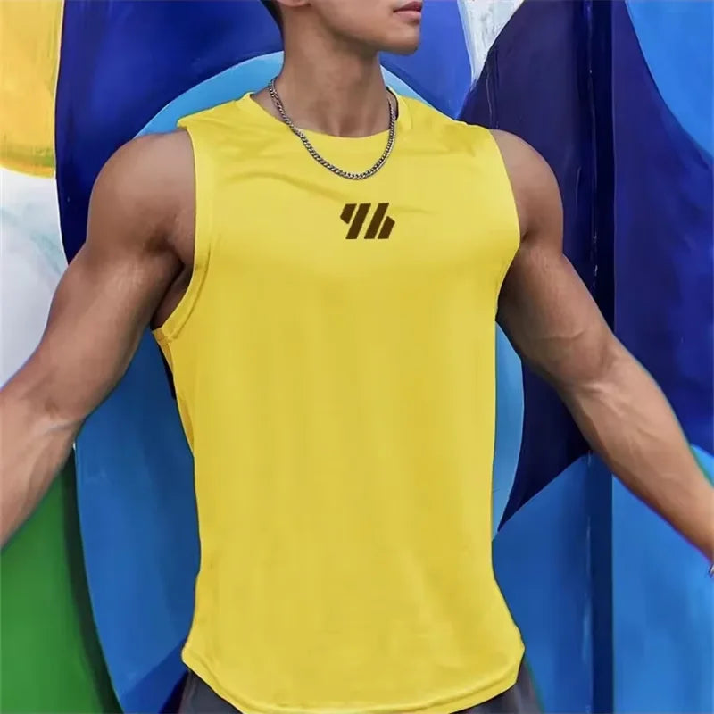 Summer Men's New Bodybuilding Tank Top Gym Workout Fitness Sleeveless Shirt Running Clothing Stringer Singlet Summer Casual Ves