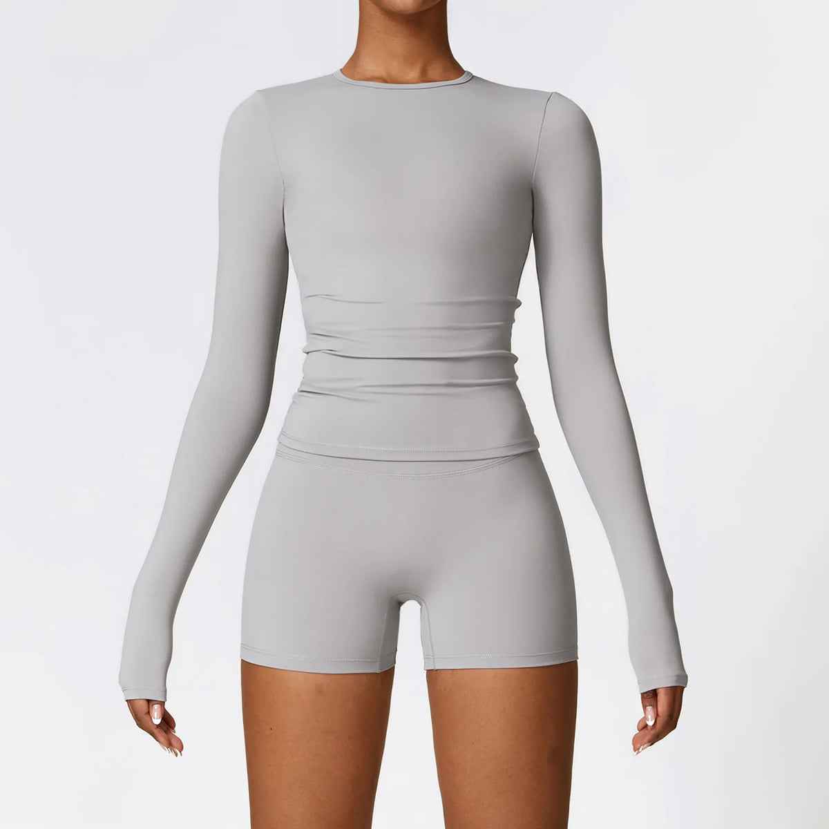 Women Seamless Workout Set 2PCS Yoga Set Fitness Long Sleeve Crop Top High Waist Leggings Sports Suits Gym Workout Clothing