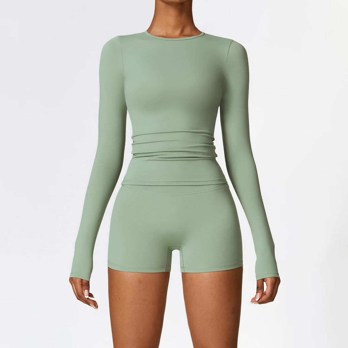 Women Seamless Workout Set 2PCS Yoga Set Fitness Long Sleeve Crop Top High Waist Leggings Sports Suits Gym Workout Clothing