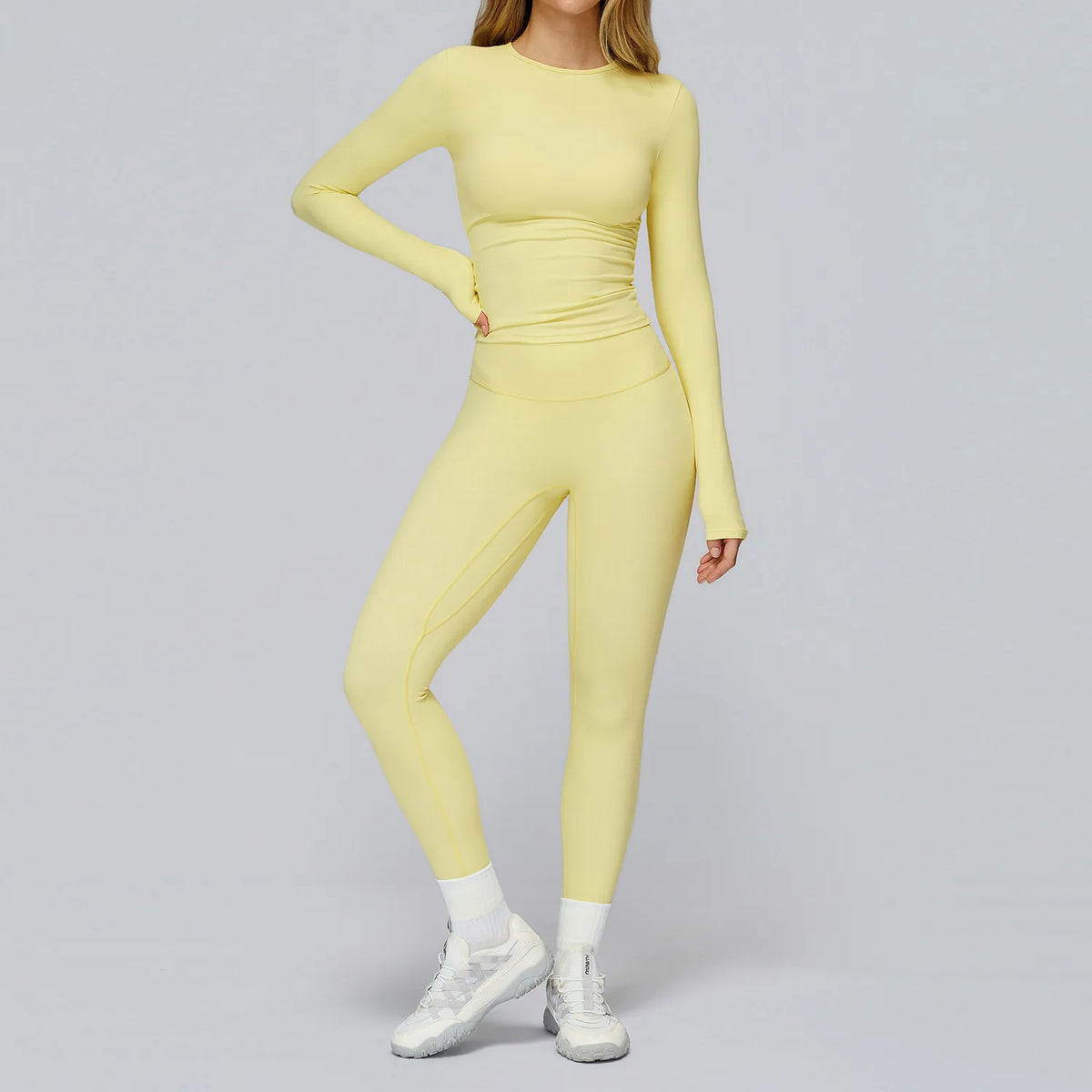 Women Seamless Workout Set 2PCS Yoga Set Fitness Long Sleeve Crop Top High Waist Leggings Sports Suits Gym Workout Clothing