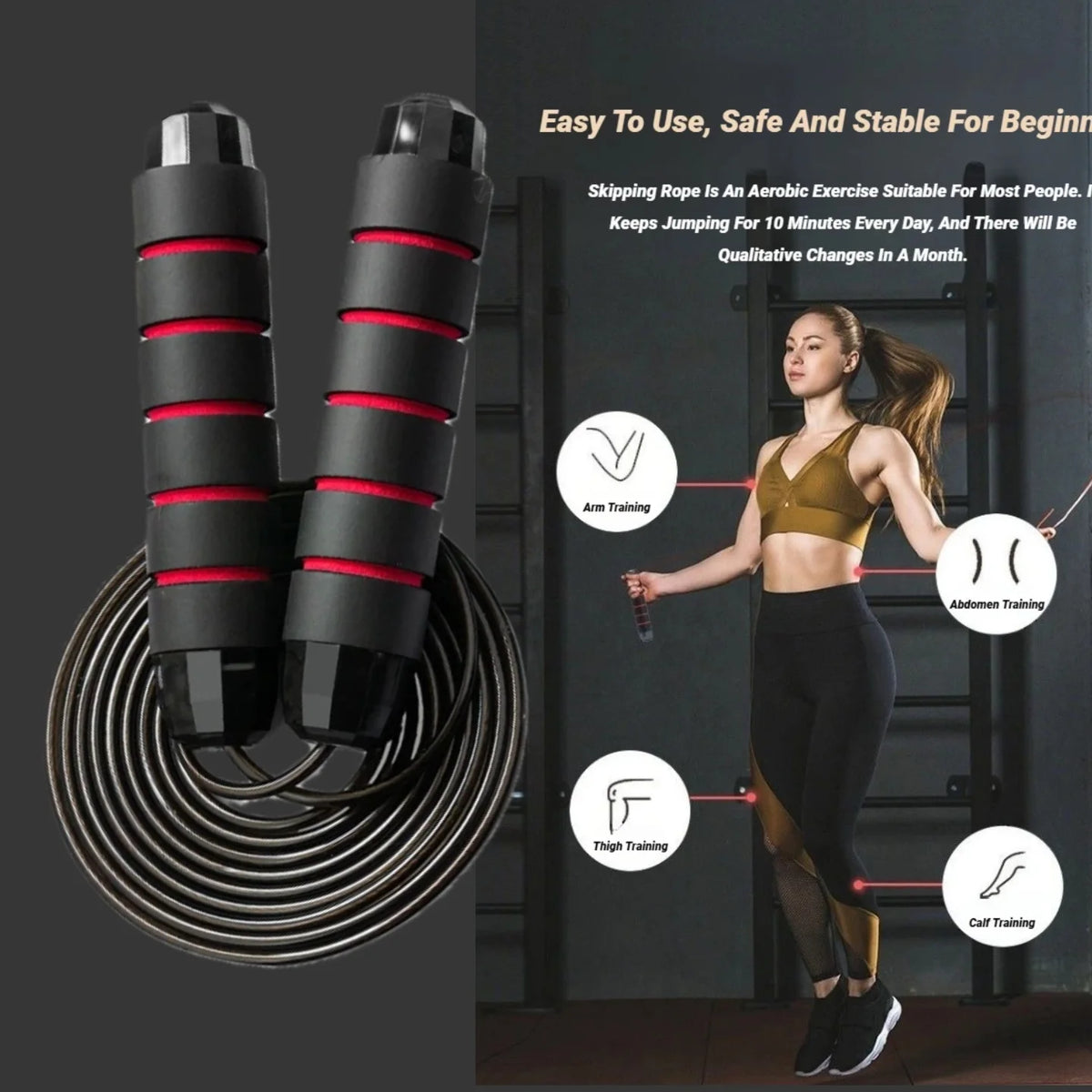 Jump Rope Steel Wire Skipping Exercise Adjustable Jumping Fitness Workout Training Home Sport Equipment Tangle-Free Student