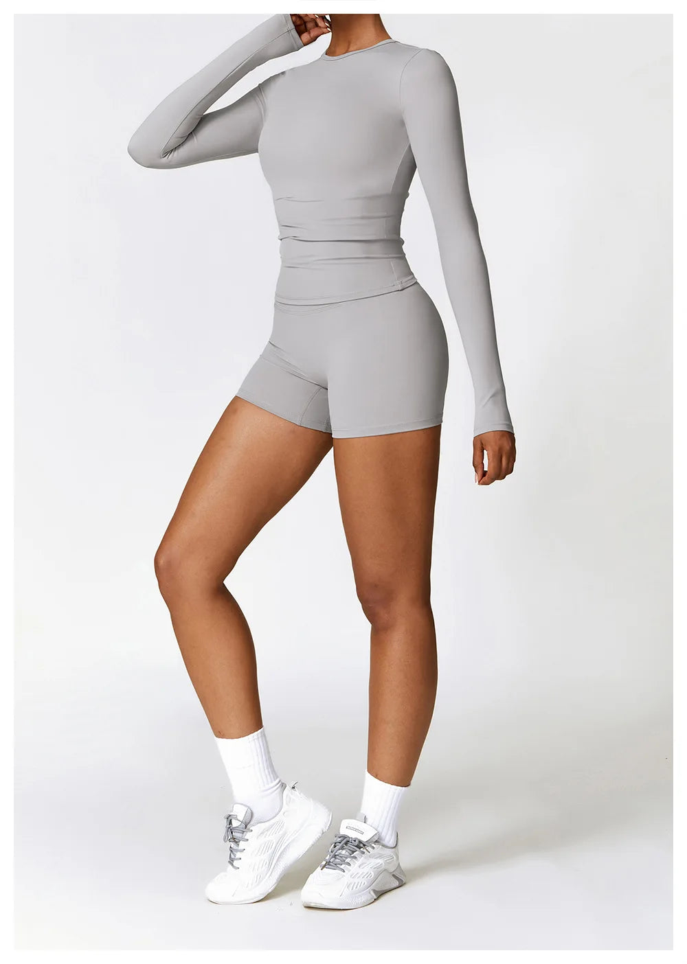Women Seamless Workout Set 2PCS Yoga Set Fitness Long Sleeve Crop Top High Waist Leggings Sports Suits Gym Workout Clothing