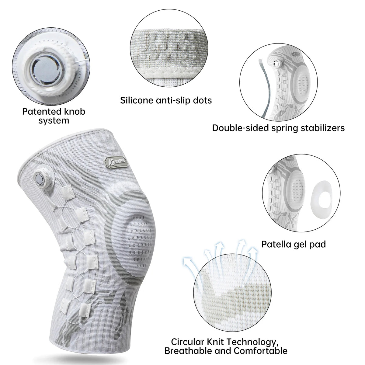 Kuangmi Professional Knee Brace Support for Pain Relief, Joint Recovery and Sports