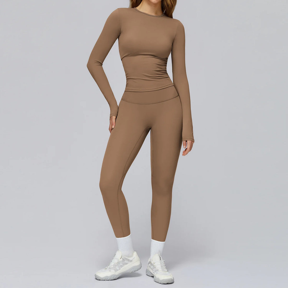 Women Seamless Workout Set 2PCS Yoga Set Fitness Long Sleeve Crop Top High Waist Leggings Sports Suits Gym Workout Clothing