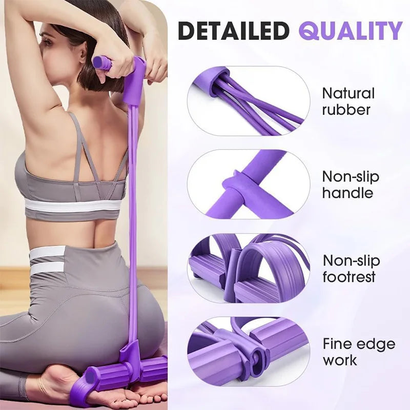 6 Tube Yoga Exercise Band Pedal Puller Band Elastic Pull Rope Flexipull Weerstandstrainer Resistance Bands For Abdomen Waist Arm