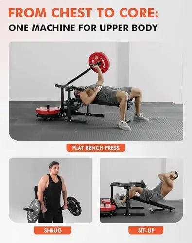 Chest Press Machine, Bench Press Machine with Independent Converging Arms, Adjustable Flat Incline Bench for Chest, AB