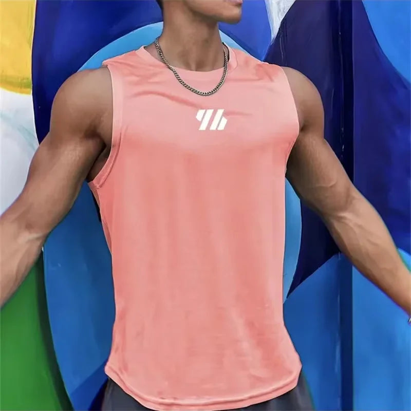 Summer Men's New Bodybuilding Tank Top Gym Workout Fitness Sleeveless Shirt Running Clothing Stringer Singlet Summer Casual Ves