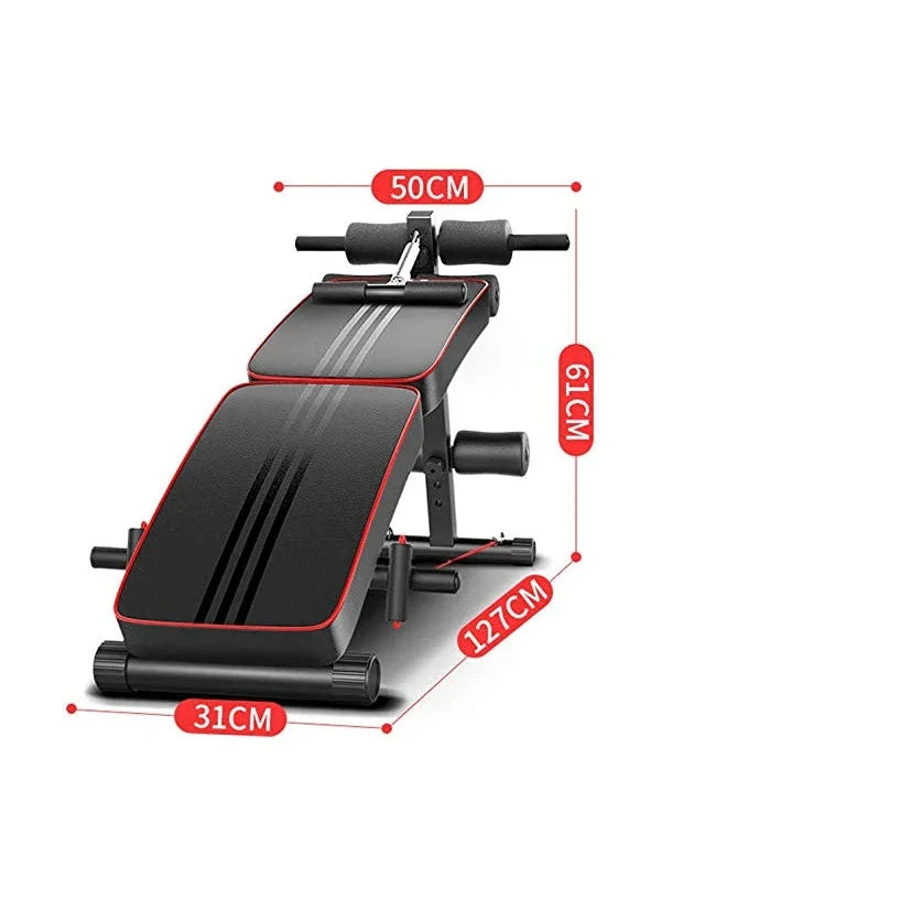 Folding Bench for Abdominal Training and Muscle Equipped with Tension Rope, Prone Strut, and Booster