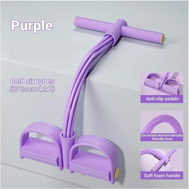 6 Tube Yoga Exercise Band Pedal Puller Band Elastic Pull Rope Flexipull Weerstandstrainer Resistance Bands For Abdomen Waist Arm