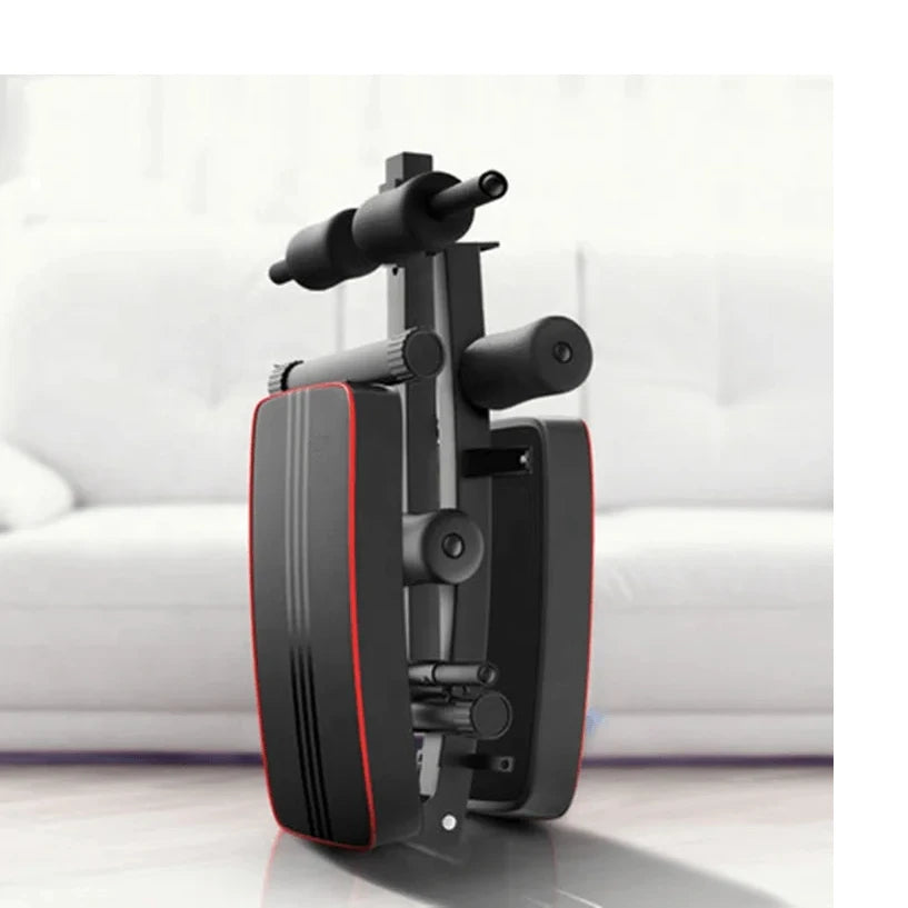 Folding Bench for Abdominal Training and Muscle Equipped with Tension Rope, Prone Strut, and Booster