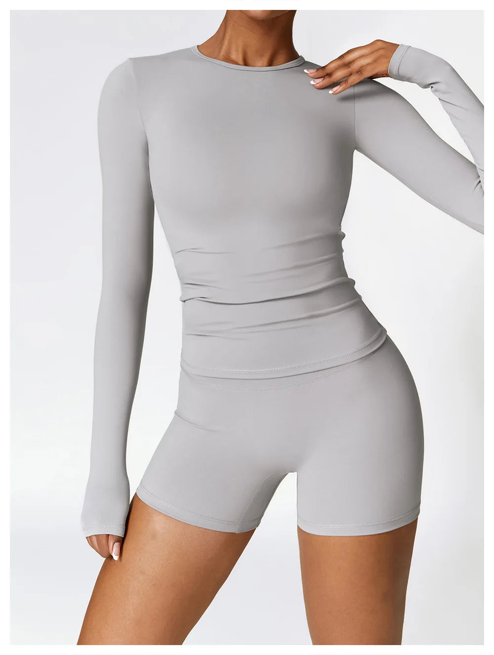 Women Seamless Workout Set 2PCS Yoga Set Fitness Long Sleeve Crop Top High Waist Leggings Sports Suits Gym Workout Clothing