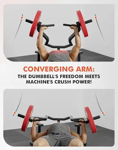 Chest Press Machine, Bench Press Machine with Independent Converging Arms, Adjustable Flat Incline Bench for Chest, AB