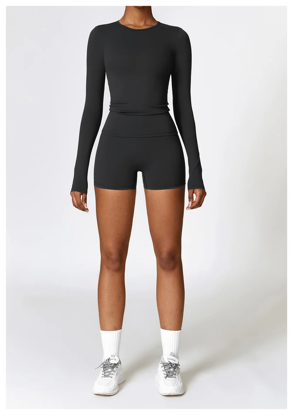 Women Seamless Workout Set 2PCS Yoga Set Fitness Long Sleeve Crop Top High Waist Leggings Sports Suits Gym Workout Clothing