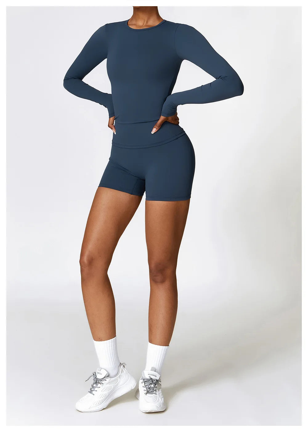 Women Seamless Workout Set 2PCS Yoga Set Fitness Long Sleeve Crop Top High Waist Leggings Sports Suits Gym Workout Clothing