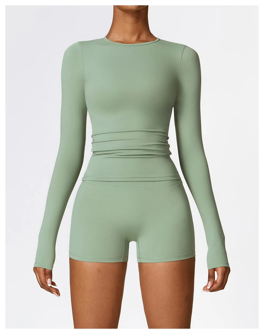 Women Seamless Workout Set 2PCS Yoga Set Fitness Long Sleeve Crop Top High Waist Leggings Sports Suits Gym Workout Clothing