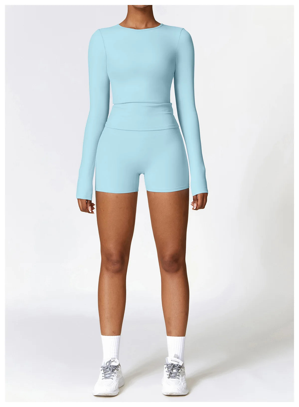 Women Seamless Workout Set 2PCS Yoga Set Fitness Long Sleeve Crop Top High Waist Leggings Sports Suits Gym Workout Clothing