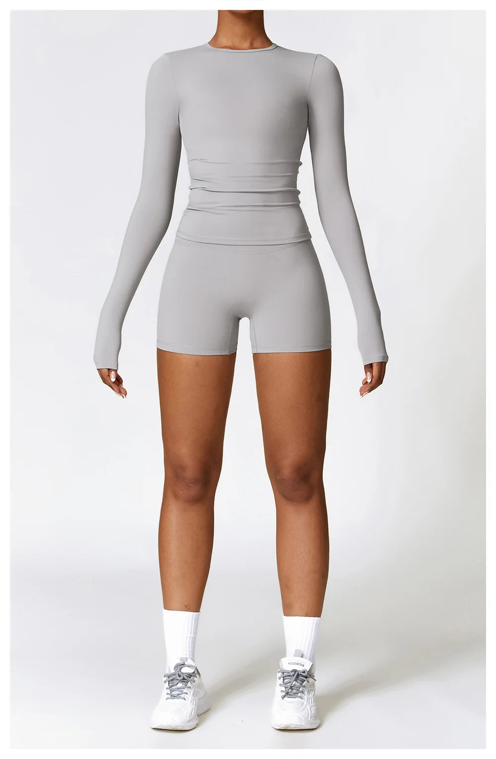 Women Seamless Workout Set 2PCS Yoga Set Fitness Long Sleeve Crop Top High Waist Leggings Sports Suits Gym Workout Clothing