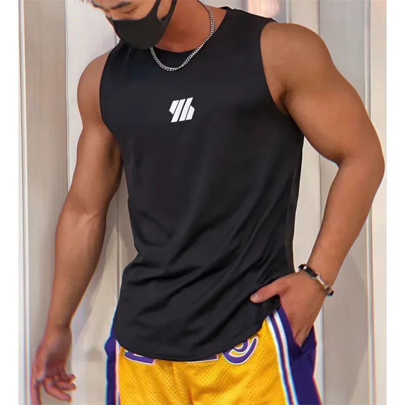 Summer Men's New Bodybuilding Tank Top Gym Workout Fitness Sleeveless Shirt Running Clothing Stringer Singlet Summer Casual Ves