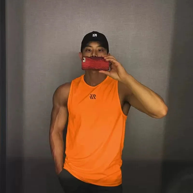 Summer Men's New Bodybuilding Tank Top Gym Workout Fitness Sleeveless Shirt Running Clothing Stringer Singlet Summer Casual Ves
