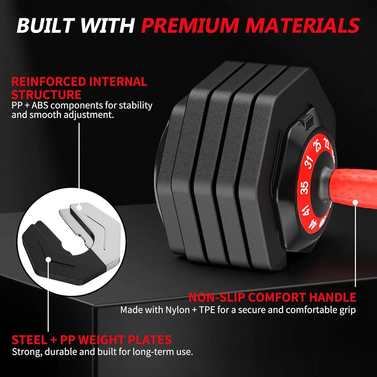 Adjustable Dumbbell Set Pair 25 lb or 50lb,10-in-1 Free Weight | 1-Second Dial Weight Adjustment,Space-Saving Design, Custom