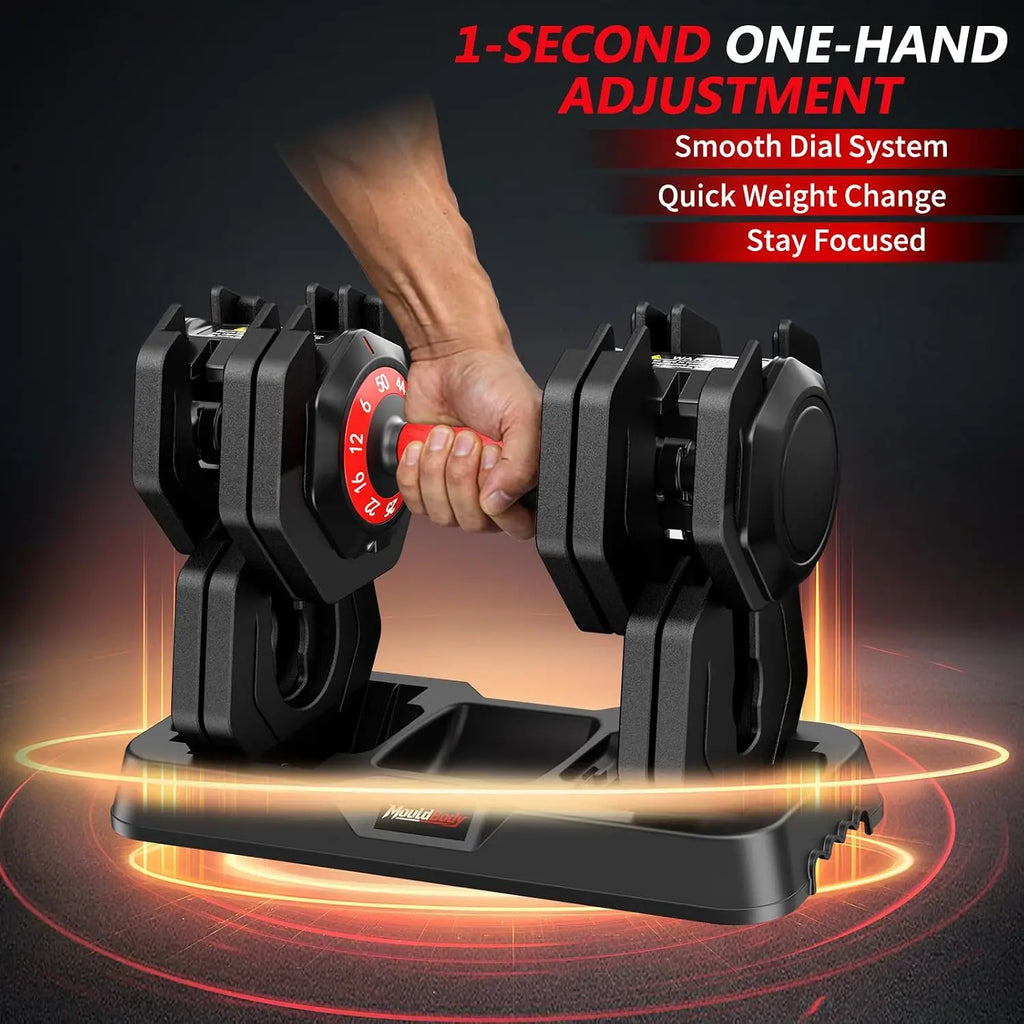 Adjustable Dumbbell Set Pair 25 lb or 50lb,10-in-1 Free Weight | 1-Second Dial Weight Adjustment,Space-Saving Design, Custom