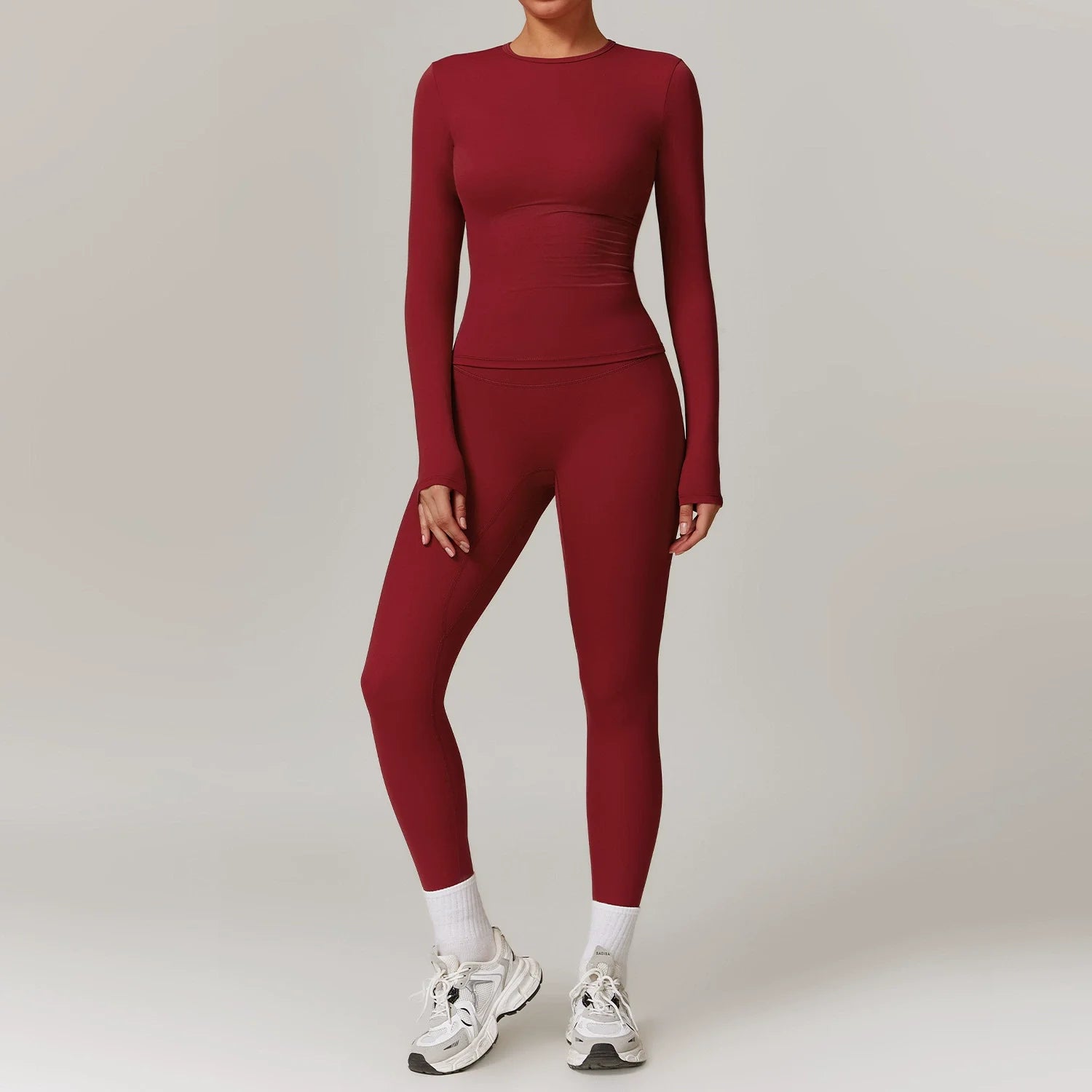 Women Seamless Workout Set 2PCS Yoga Set Fitness Long Sleeve Crop Top High Waist Leggings Sports Suits Gym Workout Clothing